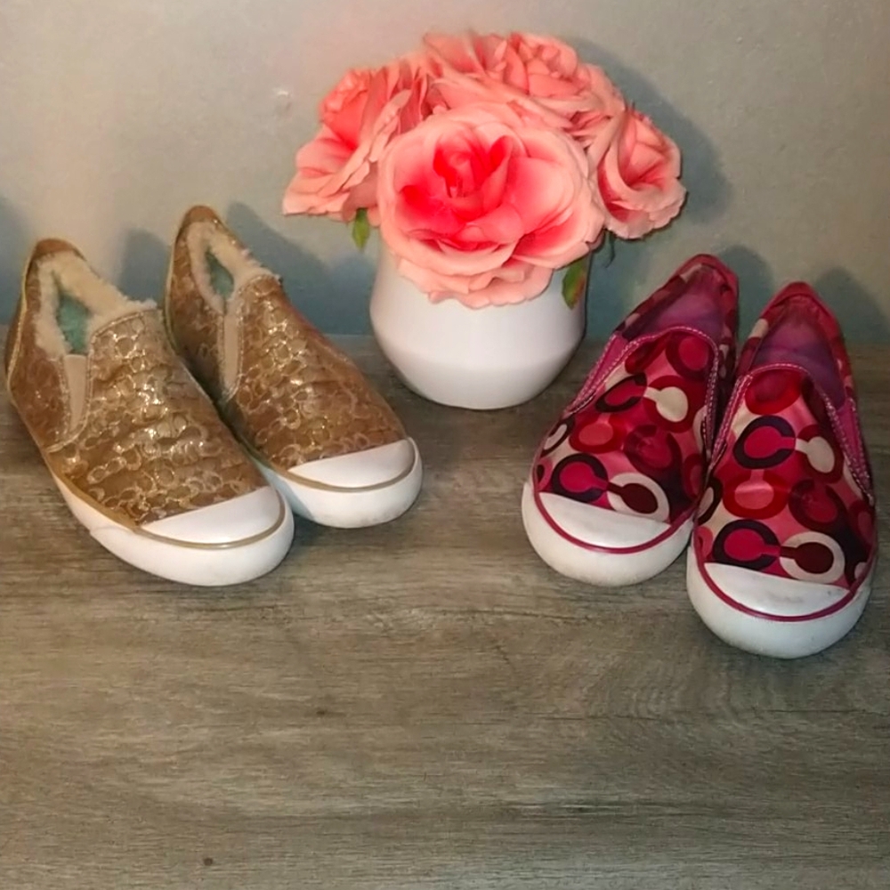 Coach Gold Sneakers Belated & Pink Coach (Slip on